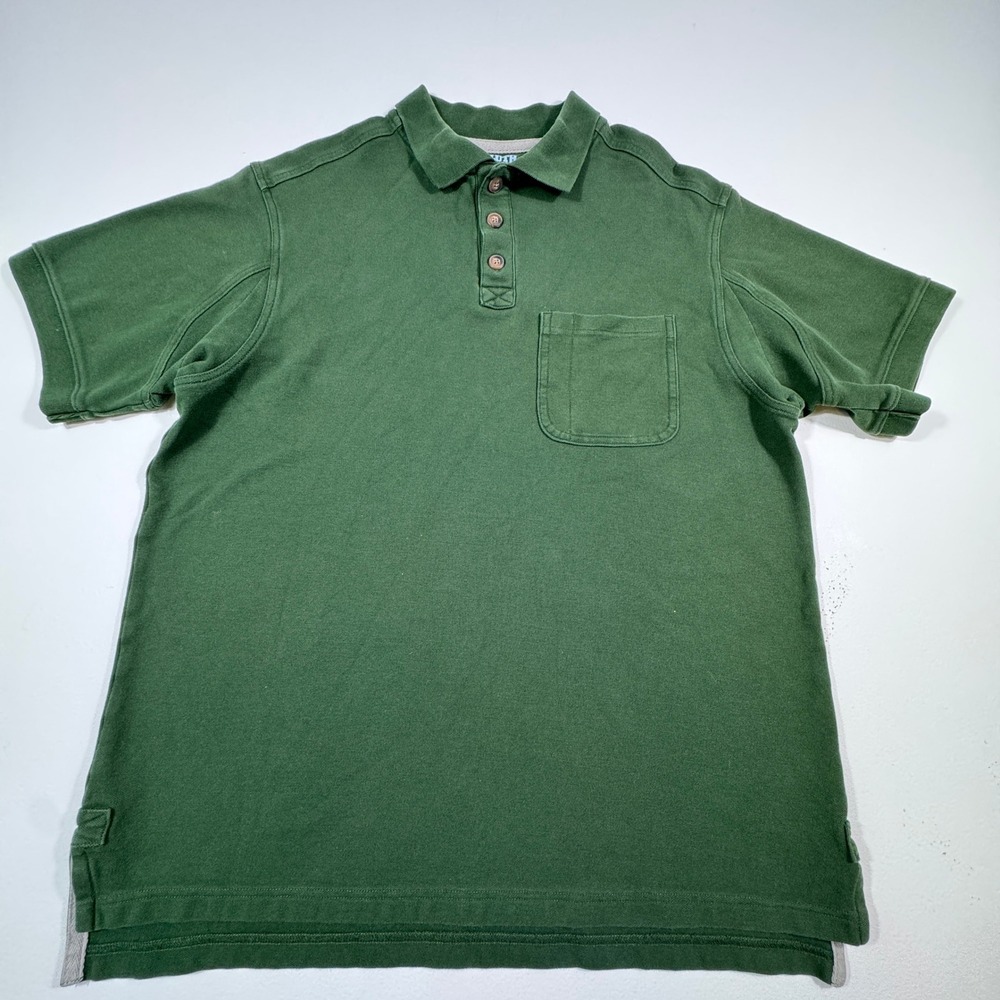 Duluth Trading Co Mens Medium Green Longtail‎ Classic Cotton Polo Shirt